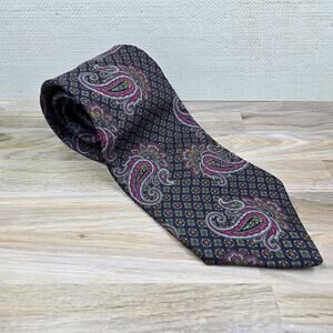 Liberty of London blue purple paisley 100% silk tie made in USA 57 inch